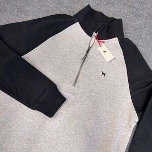 The Black Dog 1/4 Zip Pullover Men Small Gray Black Scoop Raglan Logo‎ NEW